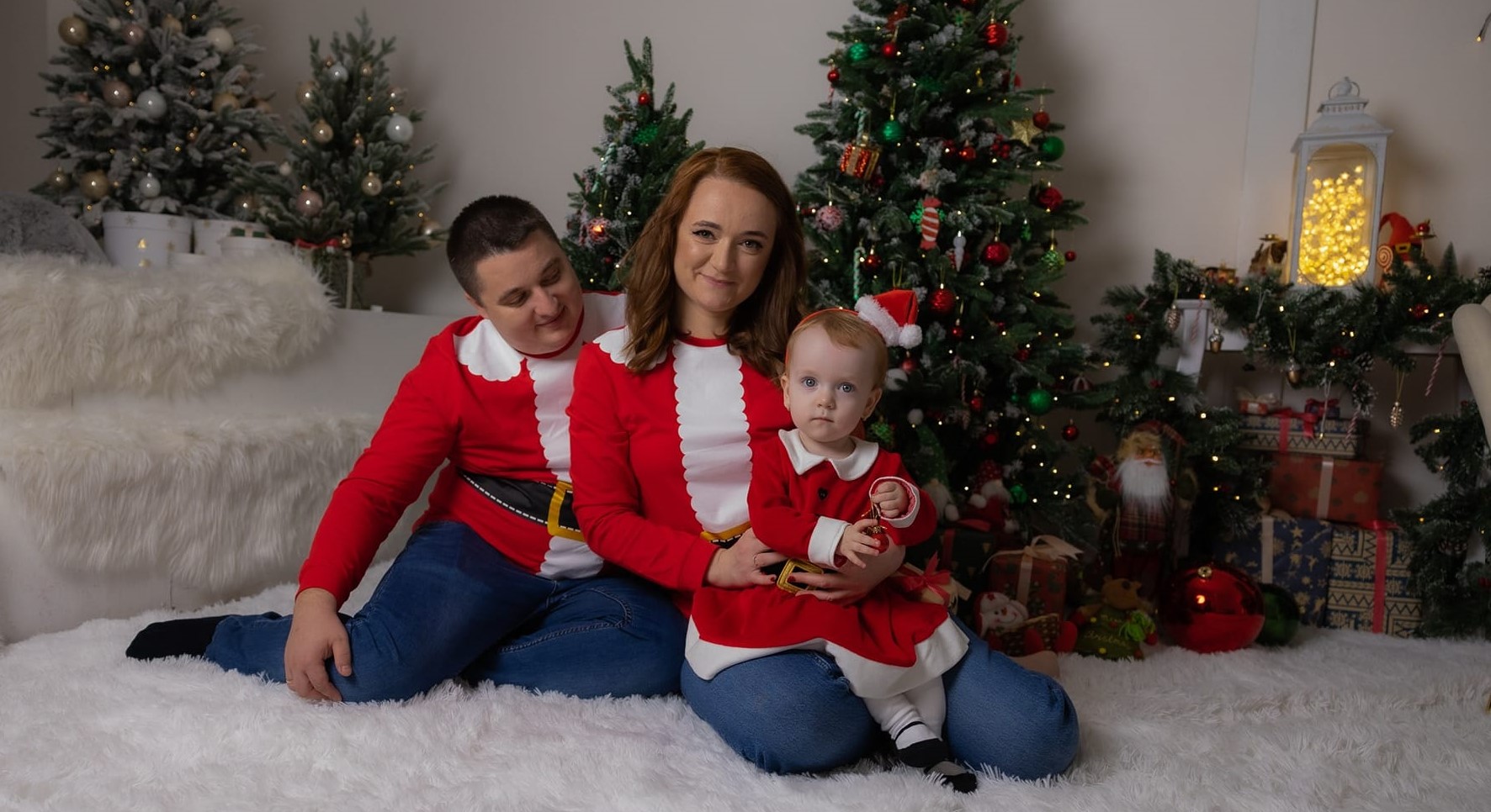 Family in studio during Christmas